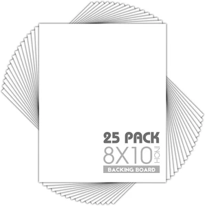 , Pack of 25, 8X10 White Backing Boards, 4-Ply Thickness Cardboard for Picture/P - Picture 1 of 12