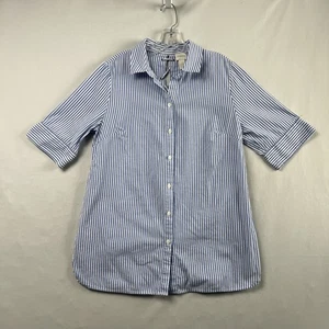 Chicos 1 Blusa Talla M Camisa Abotonada Mujer Azul Rayas Algodón Con Cordones Espalda - Imagen 1 de 12