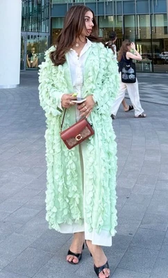 ZARA Mint Green Textured Floral Fabric Petal Coat Size M Bloggers Fave 3920/282 - Image 1 of 4