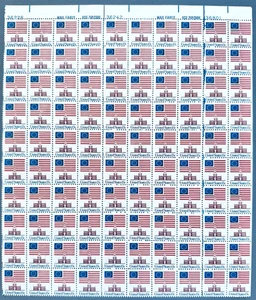 SoCo Stamps US Scott #1622 Flag Over Independence Hall, Sheet 13¢ MNH - Picture 1 of 2