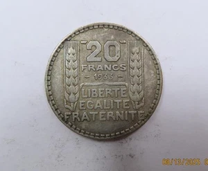 Republic of France Large Silver 20 Francs Coin 1933 SCARCE - Picture 1 of 2