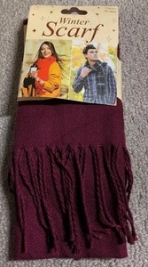 Winter Scarf Super Soft & Luxurious 13” X 72” Maroon 100% Polyester Unisex  25 - Picture 1 of 4