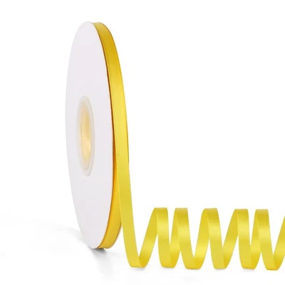 Double Faced Yellow Satin Ribbon 1/4 inch x 50 Yards for Gift Wrapping - Image 1 of 4