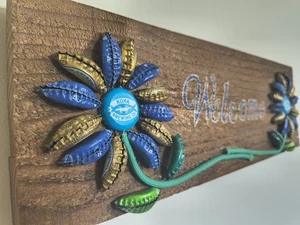 Tappo bottiglia fiore arte popolare "benvenuto" Kona centro birra fatto a mano insegna decorazione - Foto 1 di 6