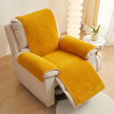 Funda reclinable gruesa Sherpa franela felpa sillón cubierta antideslizante respaldo de silicona Foto 1 de 4