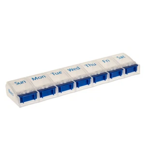 VANLO Wochenpillendose englisch mit 7 Fächern und Öffner in Blau/Weiß - Bild 1 von 5
