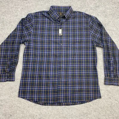 Camisa F/X fusión para hombre XL botones franela a cuadros país tala cuello azul ☼ Foto 1 de 4