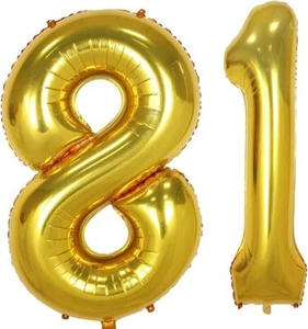40inch Gold Foil 81 Helium Jumbo Digital Number Balloons, 81th Birthday - Picture 1 of 3