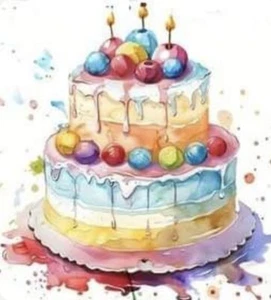 BIRTHDAY CAKE (4) CROSS STITCH PATTERN - Picture 1 of 2