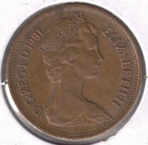 1981 Great Brittain Circulated Two Pence QEII and West Plumes & Crown Coin. - Picture 1 of 2