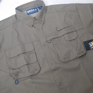 Bass Competition 3XDRY Fishing Shirt Medium Vented Green Short Sleeve Outdoors - Picture 1 of 9