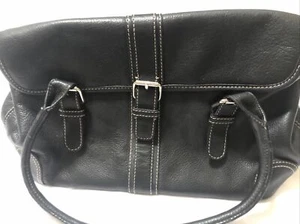 Fossil Black Genuine Leather Shoulder Bag Saddle Style.Certificate Authenticity - Picture 1 of 7