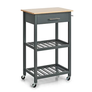 Bambú Carretilla de la Cocina Estante Rollos Carro Madera Carrito - Imagen 1 de 5