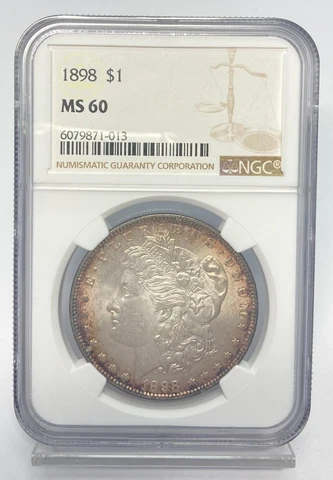 1898 $1 Morgan Silver Dollar NGC MS 60 Cover