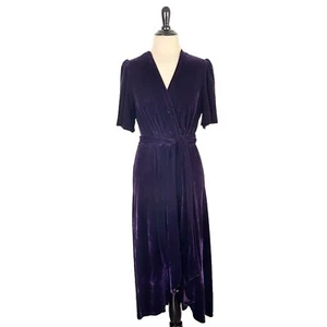 DONNA MORGAN New Purple Velvet DRESS 8 Faux Wrap Knit Tie Party Holiday NWT - Picture 1 of 16