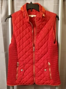 Miami Red Rouge Full Zip Lightweight Quilted Ribbed Trim Vest Women Small - Picture 1 of 5