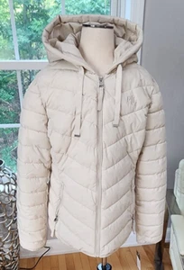 Cappotto giacca Ralph Lauren Puffer donna taglia L elasticizzato Chev con cappuccio panna 160€ nuovo con etichette - Foto 1 di 13
