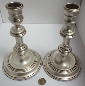 BEAUTIFUL LARGE PAIR ENGLISH ANTIQUE VINTAGE 1968 STERLING SILVER CANDLESTICKS