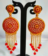 Traditional Gold Plated South Indian Earrings Jhumka jhumki Jewelry Set AdAu34