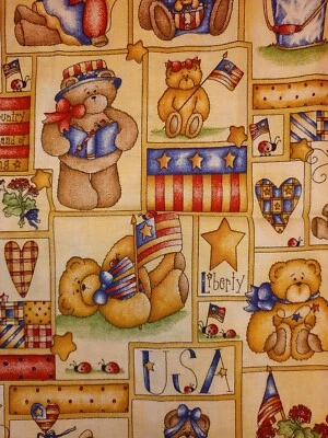 Tela de algodón Patriotic Bears de Dianna Marcum 4 de julio vacaciones EE. UU. Foto 1 de 4