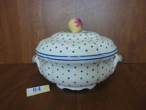 Plato/plato de verduras con tapa grande - Spode POLKA DOT azul - Imagen 1 de 5