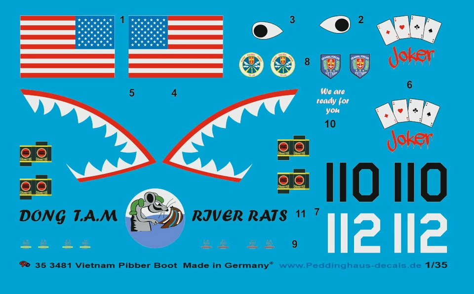 Peddinghaus-Decals 1/35 3481 Vietnam Pibber Patrol Barca - Immagine 1 di 1