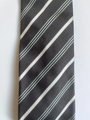 Corbata Salvatore Ferragamo para hombre gris seda - Hecha en Italia - Rayas Foto 1 de 4