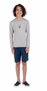 NEW Spyder Youth 2-piece Long Sleeve Gray Blue Swim Set UPF 30+ Large 14-16 - Picture 1 of 3