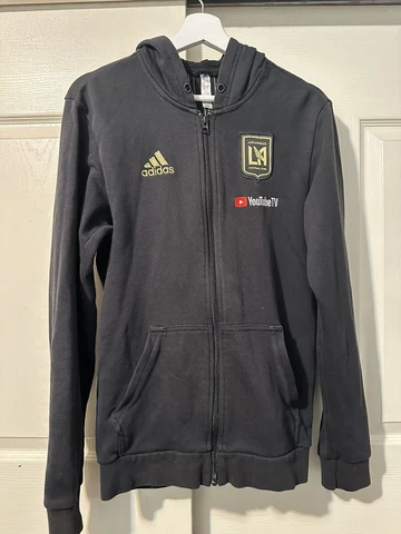 Adidas MLS LA Galaxy Football Soccer Club Black Full Zip Hoodie Sweatshirt S Cover