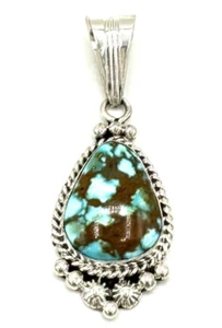 Navajo Native Handmade Kingman Turquoise Pendant By Sam Yellowhorse Sale ๐บ๐ธ - Picture 1 of 11
