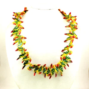 Collana Legno Pappagallo Giallo Perline Antica Moda Fashion Charme Gioielli - Foto 1 di 6
