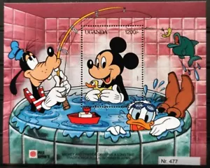 DD477 Uganda MNH Disney Cartoons Animation Mickey Goofy Donald Public bathing - Foto 1 di 6