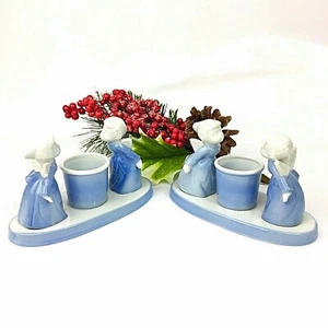 Vintage Set of 2 Colonial Candle Porcelain Angel Candle Holders Japan - Picture 1 of 7
