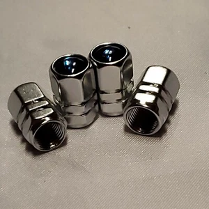 4x Silver Chrome Ford Tire Air Valve Stem Dust Caps - - Picture 1 of 12