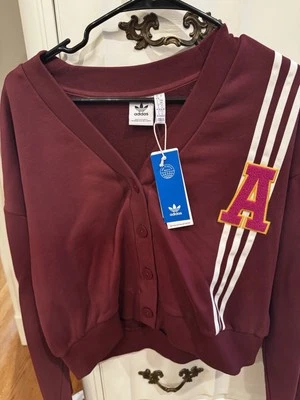 Jaqueta Adidas Varsity Tamanho Pequeno Feminina Originals Vermelha Rosa Oversized NOVA com etiqueta  - Imagem 1 de 4