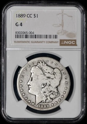 1889-CC Morgan Silver Dollar $1 NGC Good 4 - Image 1 of 3