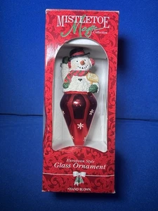Mistelzweig magisch europäischer Stil Glas mundgeblasen Schneemann Ornament Neu im Karton 6,5" hoch - Bild 1 von 4