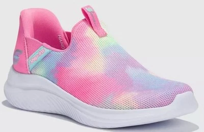 NEW Girls S Sport By Skechers Baily Step-Ins Sneakers Pink Tie Dye Slip On Sz 3