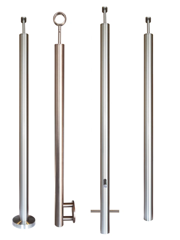 Edelstahl Pfosten Stütze V2A Handlaufhalter  Aufmontage Seitenmontage Betonieren - Bild 1 von 4