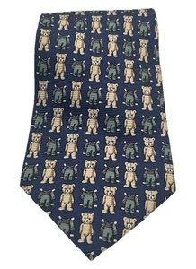 Corbata Franco TEDDY BEARS 3,75” para hombre azul marrón repetición osos 100 % seda - Imagen 1 de 12