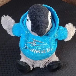 Sea World Peluche Pinguino Giocattolo Morbido Blu Maglione Felpa con Cappuccio -G - Foto 1 di 16