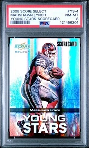 2008 Score Young Stars Red Zone/100 Marshawn Lynch #YS-4 PSA 8 casi nuevo-como nuevo (Pop 1) - Imagen 1 de 2