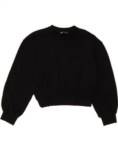 ZARA Womens Crop Sweatshirt Jumper UK 10 Small Black Cotton BY04 - Picture 1 of 3