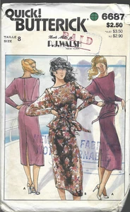 Vintage Quick Butterick Nicole Miller Pattern #6687-Misses Dress-Top-Skirt 8 - Picture 1 of 1