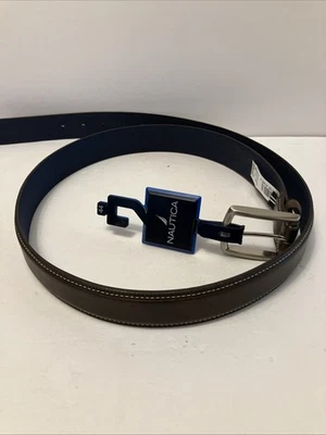 Nautica 男式皮带编织皮革棕色 44 码 — 第 1/2 张图片