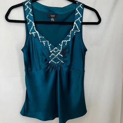 Alfani top women’s size 8 petite blue 100% silk VTG 90s y2k  - Image 1 of 4