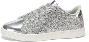 Lucky Step modische lässige Damen-Sneaker UK-Größe 4 silber Glitzer Glitzerschuhe - Bild 1 von 5