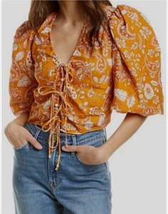 Nicholas Orange Paisley Top - Picture 1 of 6