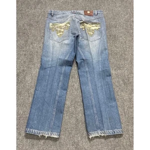 Antik Denim Jeans Men's 38x31 Light Wash Wide Leg Distressed Made In USA Y2K - Picture 1 of 16