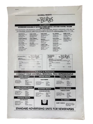 The 'Burbs 1989 anuncios originales slicks - 4 páginas - Tom Hanks Joe Dante Foto 1 de 4